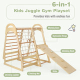 NNECW Wooden Climbing Toys Playset with Gymnastics Rings for Toddlers