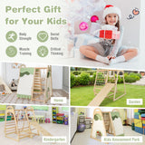 NNECW Wooden Climbing Toys Playset with Gymnastics Rings for Toddlers