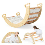 NNECW 3-in-1 Double-Sided wooden Arch Rocker with Soft Cushion for Toddlers