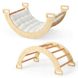 NNECW 3-in-1 Double-Sided wooden Arch Rocker with Soft Cushion for Toddlers