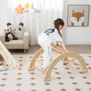 NNECW 3-in-1 Double-Sided wooden Arch Rocker with Soft Cushion for Toddlers