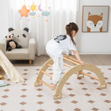 NNECW 3-in-1 Double-Sided wooden Arch Rocker with Soft Cushion for Toddlers