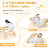 NNECW 3-in-1 Double-Sided wooden Arch Rocker with Soft Cushion for Toddlers