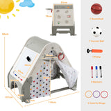 NNECW Kids Triangle Climber with Tent Cover & White Board & Basketball Hoop & Soccer Gate