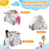 NNECW Kids Triangle Climber with Tent Cover & White Board & Basketball Hoop & Soccer Gate