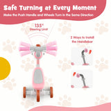 NNECW 4-in-1 Kids Trike Bike with Adjustable Parent Push Handle for Kids Aged 2-4-Pink