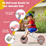 NNECW 4-in-1 Kids Trike Bike with Adjustable Parent Push Handle for Kids Aged 2-4-Pink