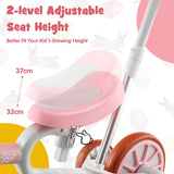 NNECW 4-in-1 Kids Trike Bike with Adjustable Parent Push Handle for Kids Aged 2-4-Pink