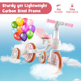 NNECW 4-in-1 Kids Trike Bike with Adjustable Parent Push Handle for Kids Aged 2-4-Pink