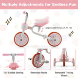 NNECW 4-in-1 Kids Trike Bike with Adjustable Parent Push Handle for Kids Aged 2-4-Pink