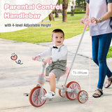 NNECW 4-in-1 Kids Trike Bike with Adjustable Parent Push Handle for Kids Aged 2-4-Pink