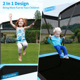 NNECW Sturdy Recreational Trampoline with Swing for Kids-Blue