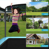 NNECW Sturdy Recreational Trampoline with Swing for Kids-Blue