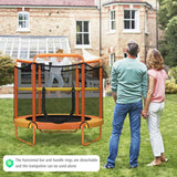 NNECW 152cm Kids 3-in-1 Game Trampoline Seamless with Enclosure Net