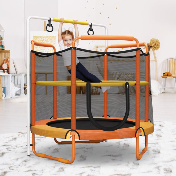 NNECW 152cm Kids 3-in-1 Game Trampoline Seamless with Enclosure Net