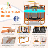 NNECW 152cm Kids 3-in-1 Game Trampoline Seamless with Enclosure Net