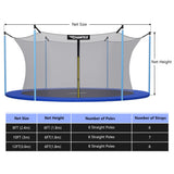 NNECW 304cm Trampoline Safety Net with 6 Poles for Indoor & Outdoor Use