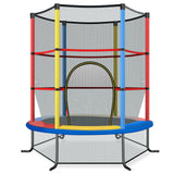 NNECW Mini Kids Trampoline with Enclosure Net for Family Games Colourful