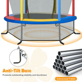 NNECW Mini Kids Trampoline with Enclosure Net for Family Games Colourful