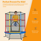 NNECW Mini Kids Trampoline with Enclosure Net for Family Games Colourful