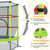 NNECW Mini Kids Trampoline with Enclosure Net for Family Games Green