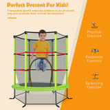 NNECW Mini Kids Trampoline with Enclosure Net for Family Games Green