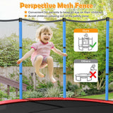 NNECW Mini Kids Trampoline with Enclosure Net for Family Games Blue