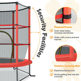 NNECW Mini Kids Trampoline with Enclosure Net for Family Games Red