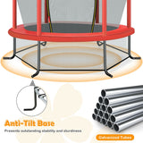 NNECW Mini Kids Trampoline with Enclosure Net for Family Games Red
