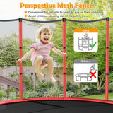 NNECW Mini Kids Trampoline with Enclosure Net for Family Games Red