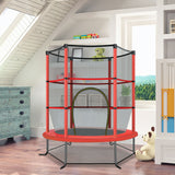 NNECW Mini Kids Trampoline with Enclosure Net for Family Games Red