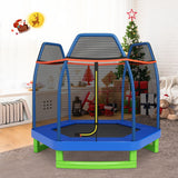 NNECW Kids Trampoline with Safety Enclosure Net for Outdoor Play-Blue