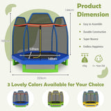 NNECW Kids Trampoline with Safety Enclosure Net for Outdoor Play-Blue