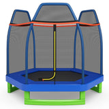 NNECW Kids Trampoline with Safety Enclosure Net for Outdoor Play-Blue