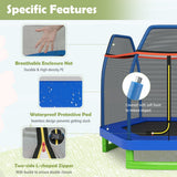 NNECW Kids Trampoline with Safety Enclosure Net for Outdoor Play-Blue