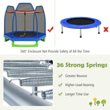 NNECW Kids Trampoline with Safety Enclosure Net for Outdoor Play-Blue