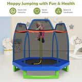NNECW Kids Trampoline with Safety Enclosure Net for Outdoor Play-Blue