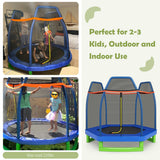 NNECW Kids Trampoline with Safety Enclosure Net for Outdoor Play-Blue