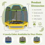 NNECW Kids Trampoline with Safety Enclosure Net for Outdoor Play-Yellow