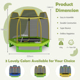 NNECW Kids Trampoline with Safety Enclosure Net for Outdoor Play-Green