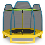 NNECW Kids Trampoline with Safety Enclosure Net for Outdoor Play-Yellow