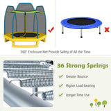 NNECW Kids Trampoline with Safety Enclosure Net for Outdoor Play-Yellow