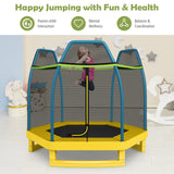 NNECW Kids Trampoline with Safety Enclosure Net for Outdoor Play-Yellow