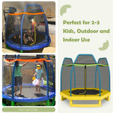NNECW Kids Trampoline with Safety Enclosure Net for Outdoor Play-Yellow