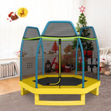 NNECW Kids Trampoline with Safety Enclosure Net for Outdoor Play-Yellow