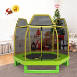 NNECW Kids Trampoline with Safety Enclosure Net for Outdoor Play-Green