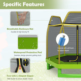 NNECW Kids Trampoline with Safety Enclosure Net for Outdoor Play-Green