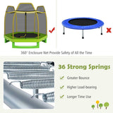 NNECW Kids Trampoline with Safety Enclosure Net for Outdoor Play-Green