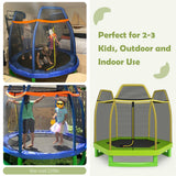 NNECW Kids Trampoline with Safety Enclosure Net for Outdoor Play-Green