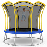 NNECW 8FT/10 FT Outdoor Trampoline with Unique Flower Shape &amp Enclosure Net-10FT